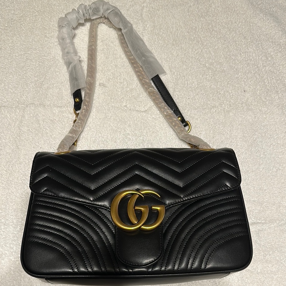 Designer bag, marmont Black Quilted Leather Shoulder Bag, new.